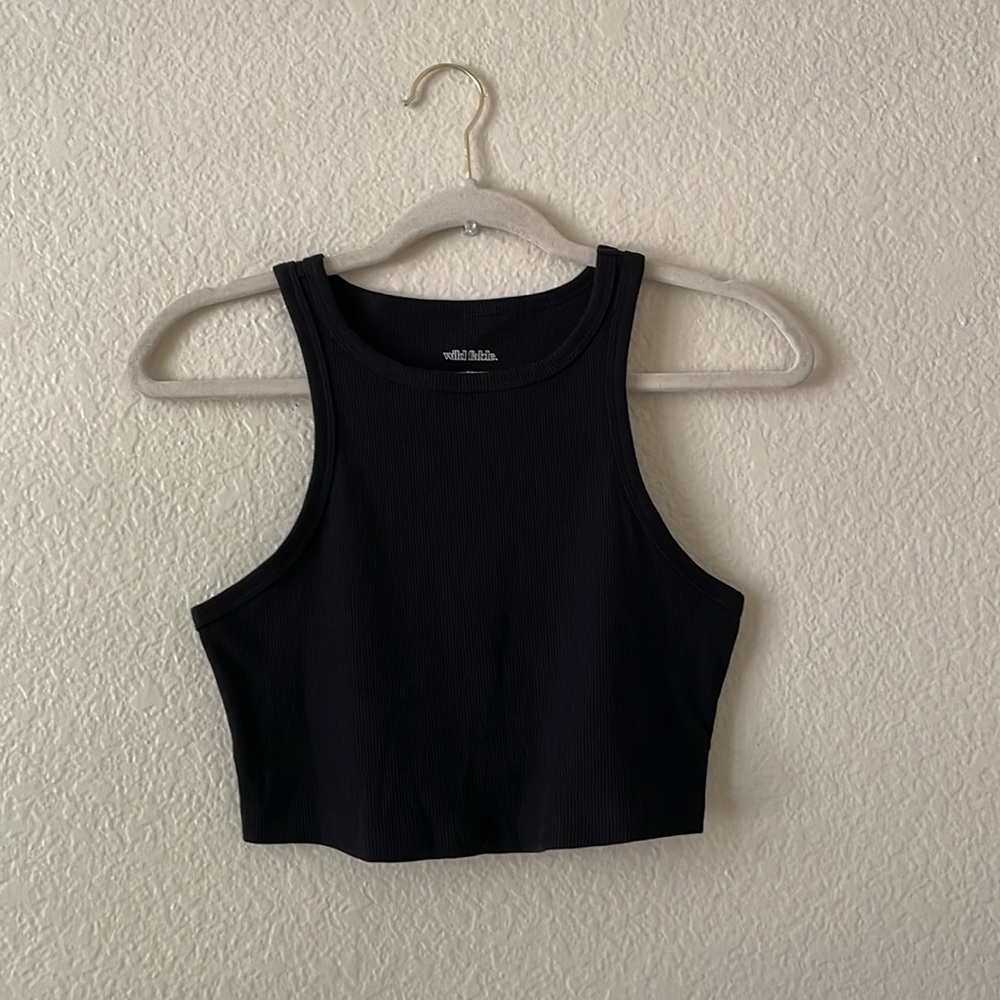 Wild Fable Crop Top Scoop Neck Ribbed Tank Black - Picture 13 of 13